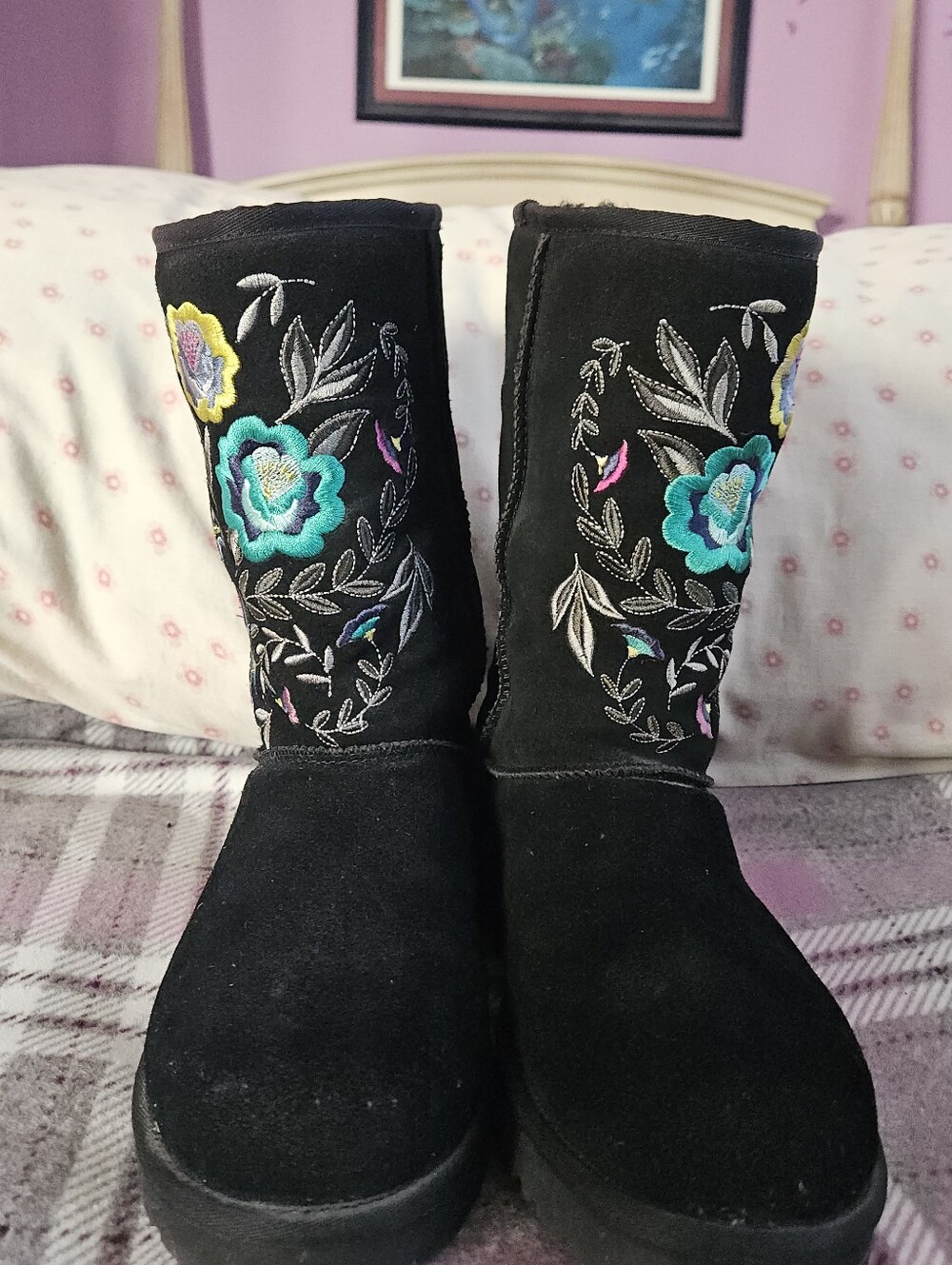 Black Embroidered Uggs